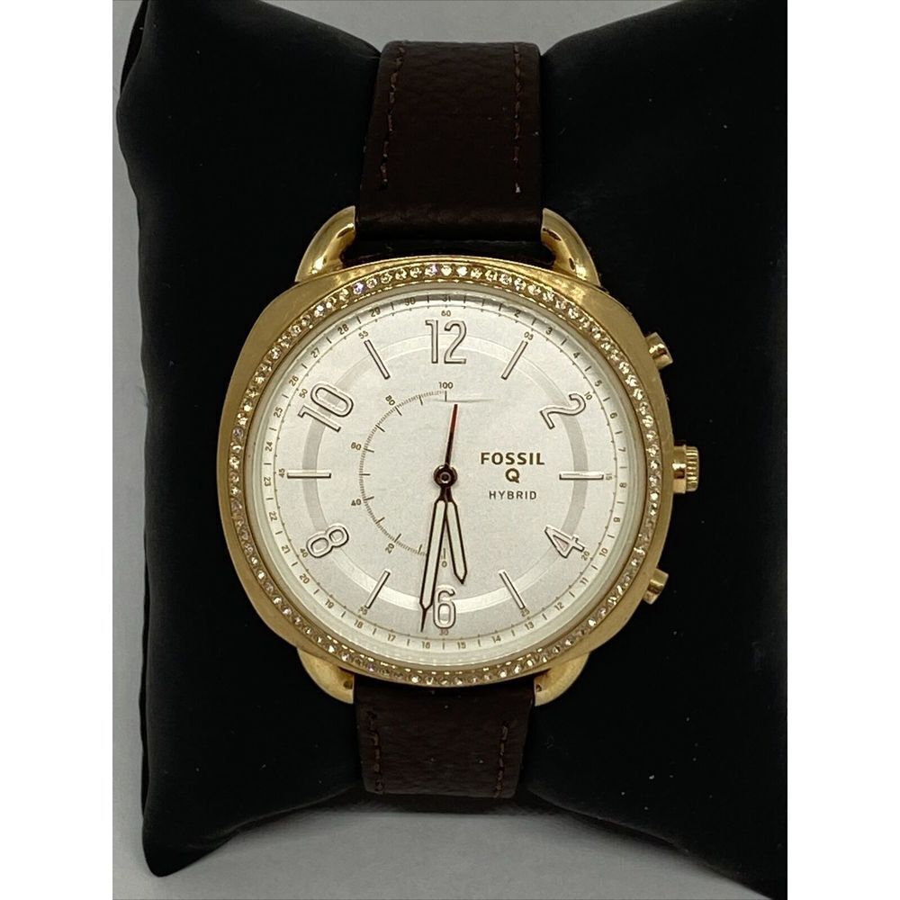 Fossil FTW1208 Women's Brown Leather White Analog Dial Hybrid Smartwatch XX767